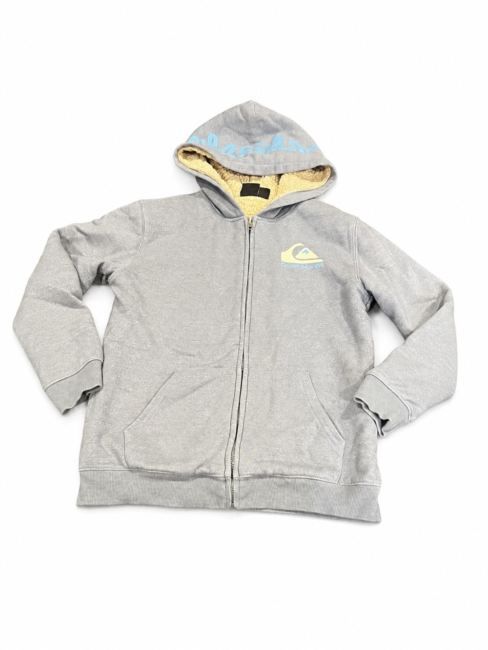 Quiksilver Boys Medium 10/12 Sherpa-Lined Full-Zip Hoodie blue